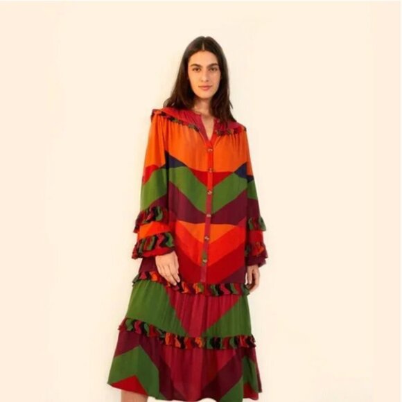 Farm Rio Women’s Juliana Stripes Midi Dress - Size Small - Picture 3 of 12